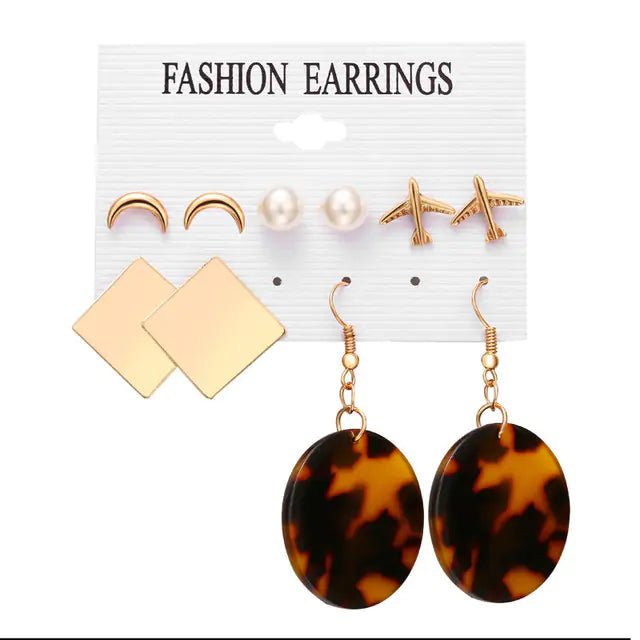 Gold Sequin Drop Earrings Set - WanderMart Co.