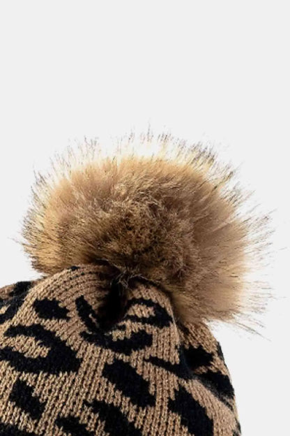 Leopard Pom-Pom Cuffed Beanie - WanderMart Co.