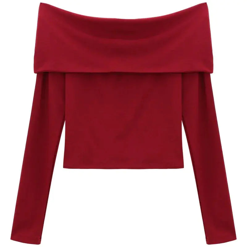 Women Slash Neck Slim Long Sleeve - WanderMart Co.