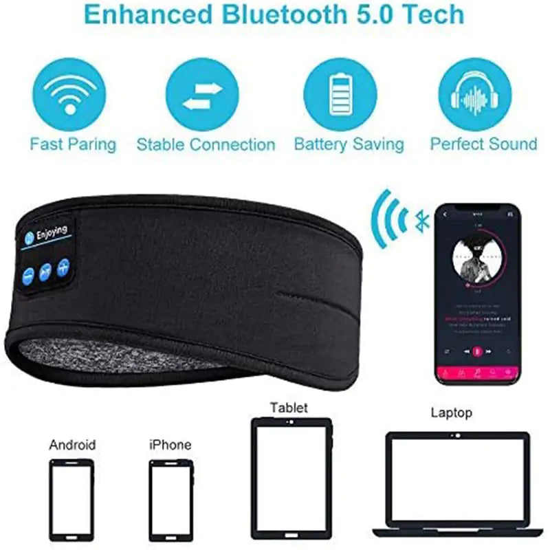 Bluetooth Headphones Soft Elastic Eye Mask - WanderMart Co.