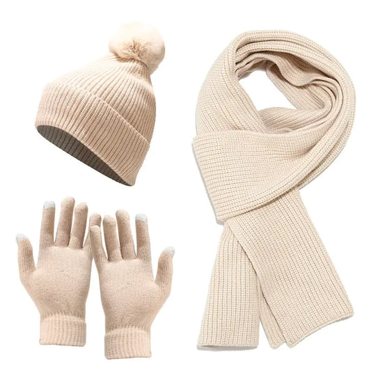 Cozy Winter 3 In 1 Scarf, Beany And Gloves Set - WanderMart Co.