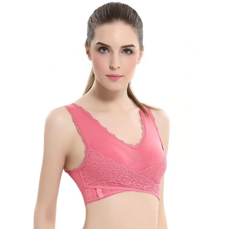 Sports Bra Wide Shoulder Straps U-Neck - WanderMart Co.