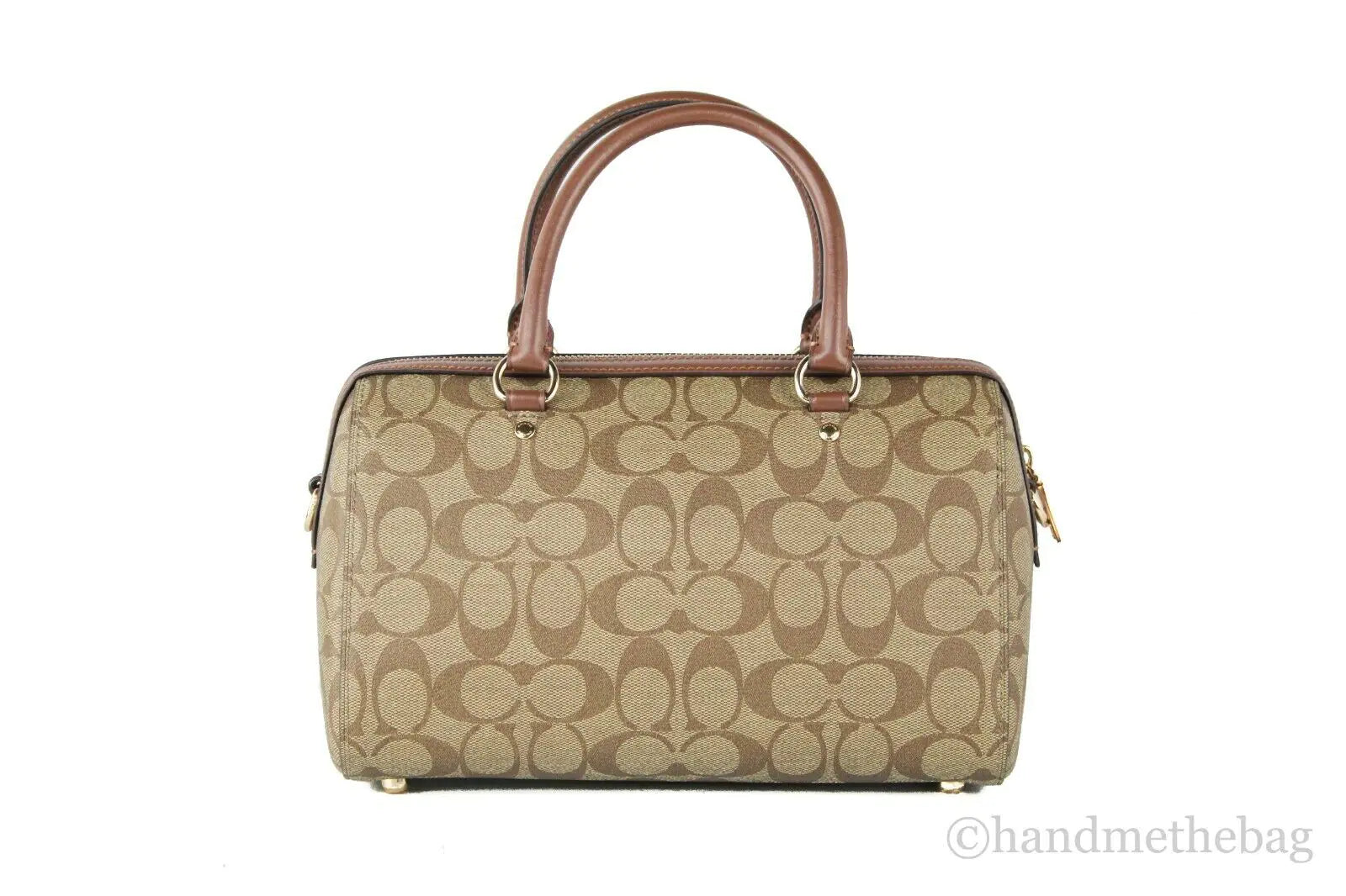 Coach (F83607) Rowan Khaki Saddle Leather Medium Satchel Crossbody Bag Handbag - WanderMart Co.