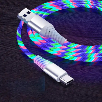 3A Glowing Cable Micro USB Type C Cable Fast Charging For iPhone LED light phone Chargers - WanderMart Co.