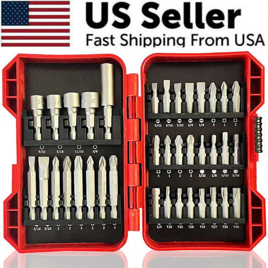 37 Piece Impact Screwdriver Bit Set Nut Driver Torx Phillips Tool Magnetic Drill - WanderMart Co.