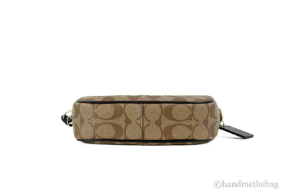 Coach (C9926) Jamie Mini Khaki Black Coated Canvas Camera Crossbody Handbag - WanderMart Co.