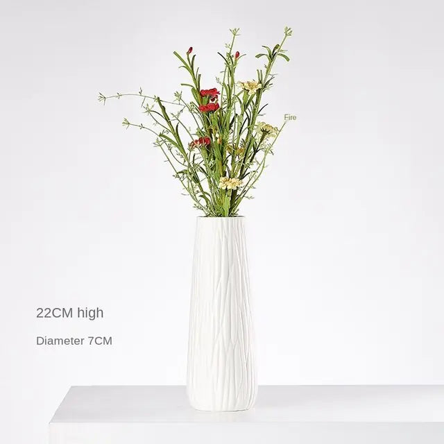 Modern Minimalist White Hemp Rope Ceramic Vase - WanderMart Co.