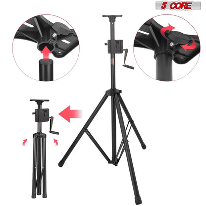 5 Core Speaker Stand Tripod Tall Crank Up Height Adjustable Heavy Duty Floor Stands 35mm PA Pole Mount - WanderMart Co.