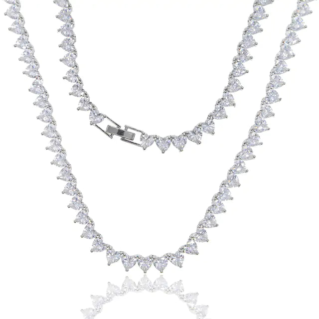 5A Heart CZ Tennis Necklace - WanderMart Co.