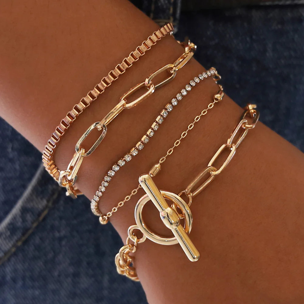 Glossy Chain Bracelet Set