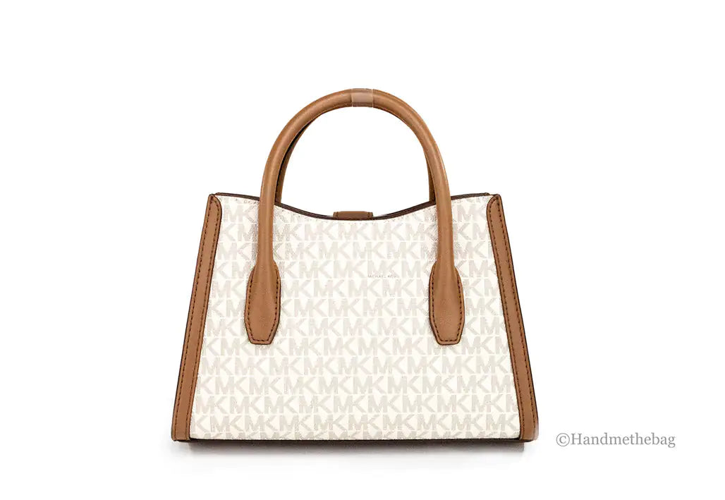 Michael Kors Gabby Small Vanilla Top Zip Curve Satchel - WanderMart Co.