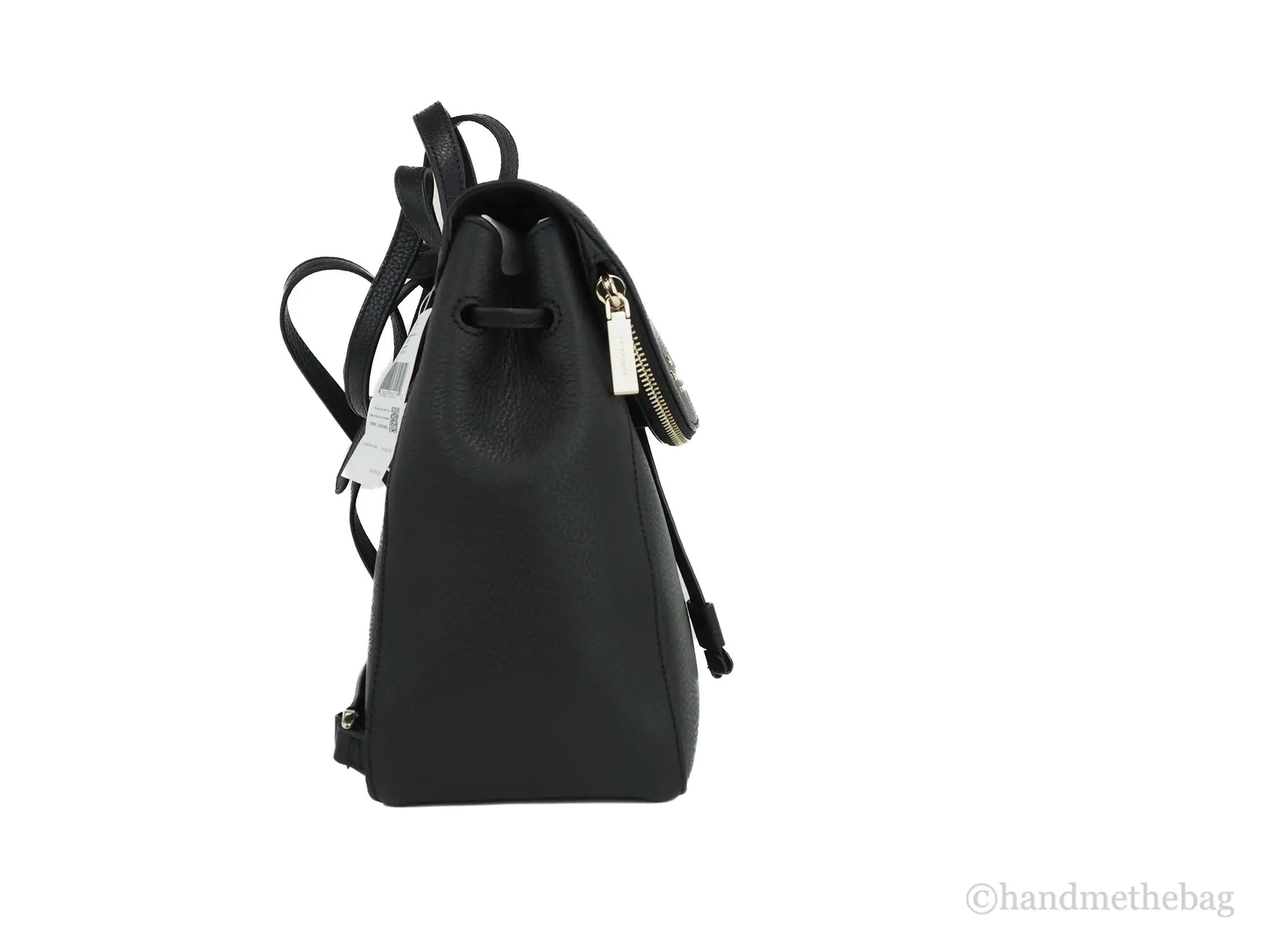 Kate Spade Leila Black Pebbled Leather Medium Flap Shoulder Backpack Book Bag - WanderMart Co.