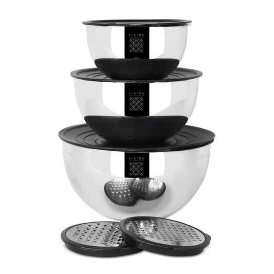 Serenk Modernist 9 Pieces Stainless Steel Mixing and Storage Bowl Set with Grater - WanderMart Co.