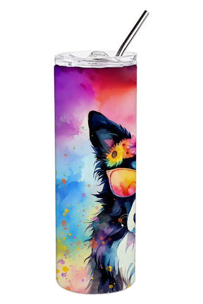 Border Collie Hippie Dawg Stainless Steel Skinny Tumbler - WanderMart Co.