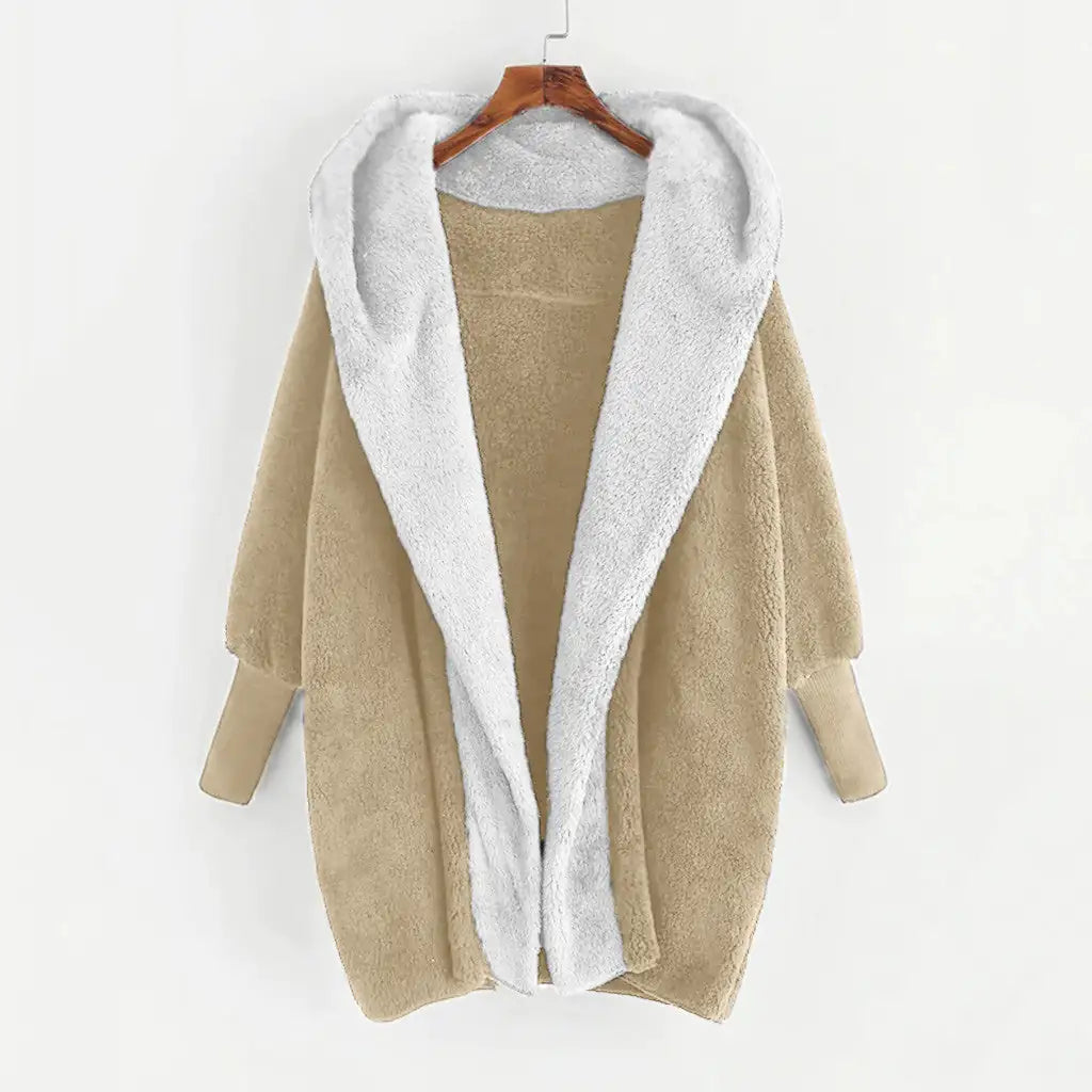 Double-Sided Velvet Hooded Loose Cardigan Coat - WanderMart Co.