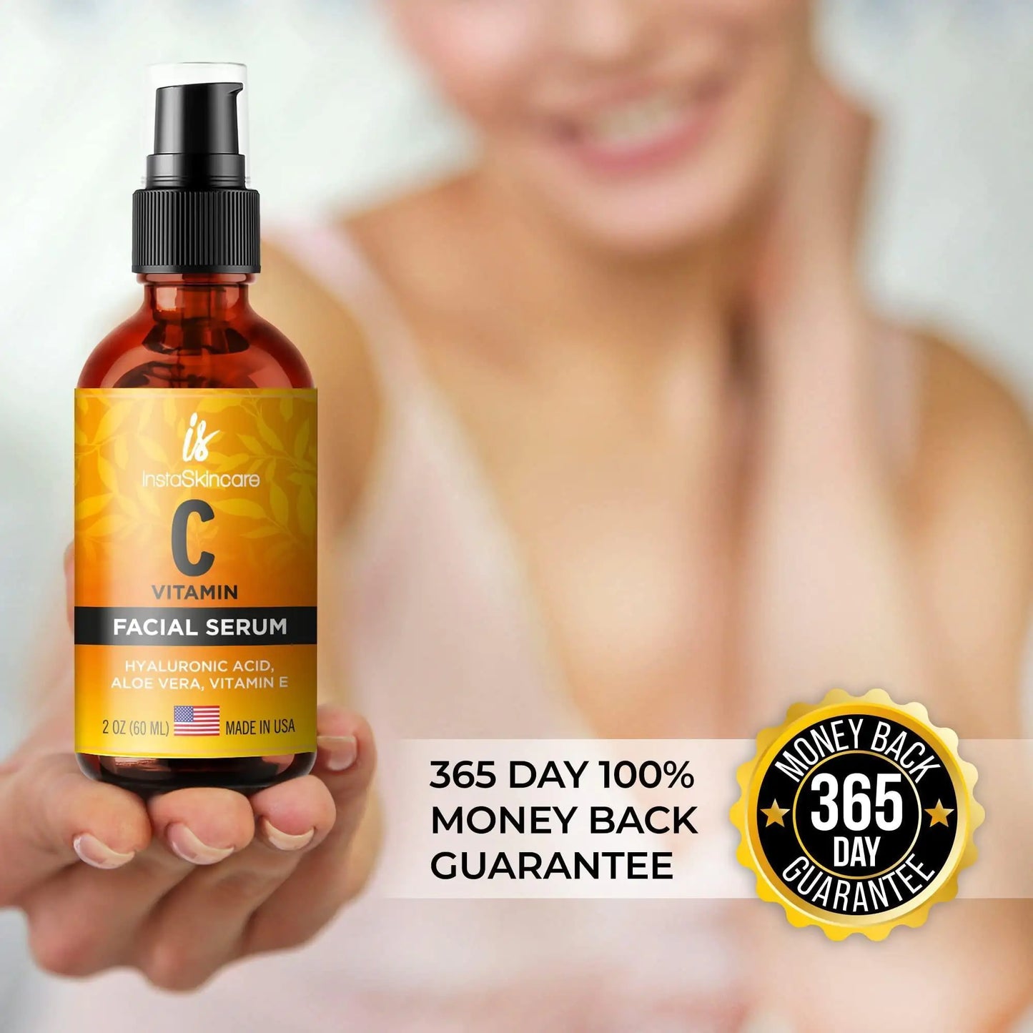 Vitamin C Serum for Face with Hyaluronic Acid Vitamin E Anti Aging Big Size 2 Oz - WanderMart Co.