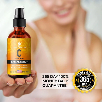 Vitamin C Serum for Face with Hyaluronic Acid Vitamin E Anti Aging Big Size 2 Oz - WanderMart Co.