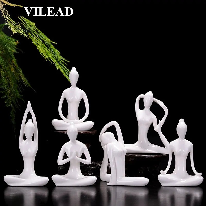 White Ceramic Yoga Figurines - WanderMart Co.