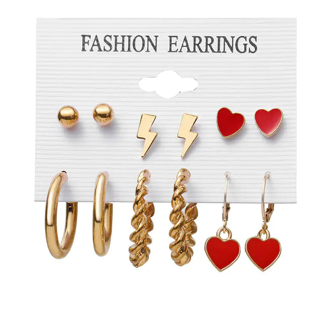 Gold Sequin Drop Earrings Set - WanderMart Co.