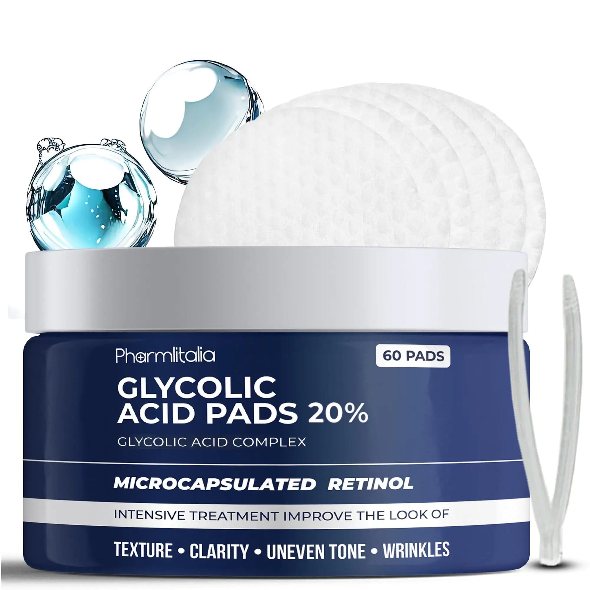 Glycolic Acid Pads 20% Anti Aging Treatment for Clearer Smoother Skin 60 Pads - WanderMart Co.