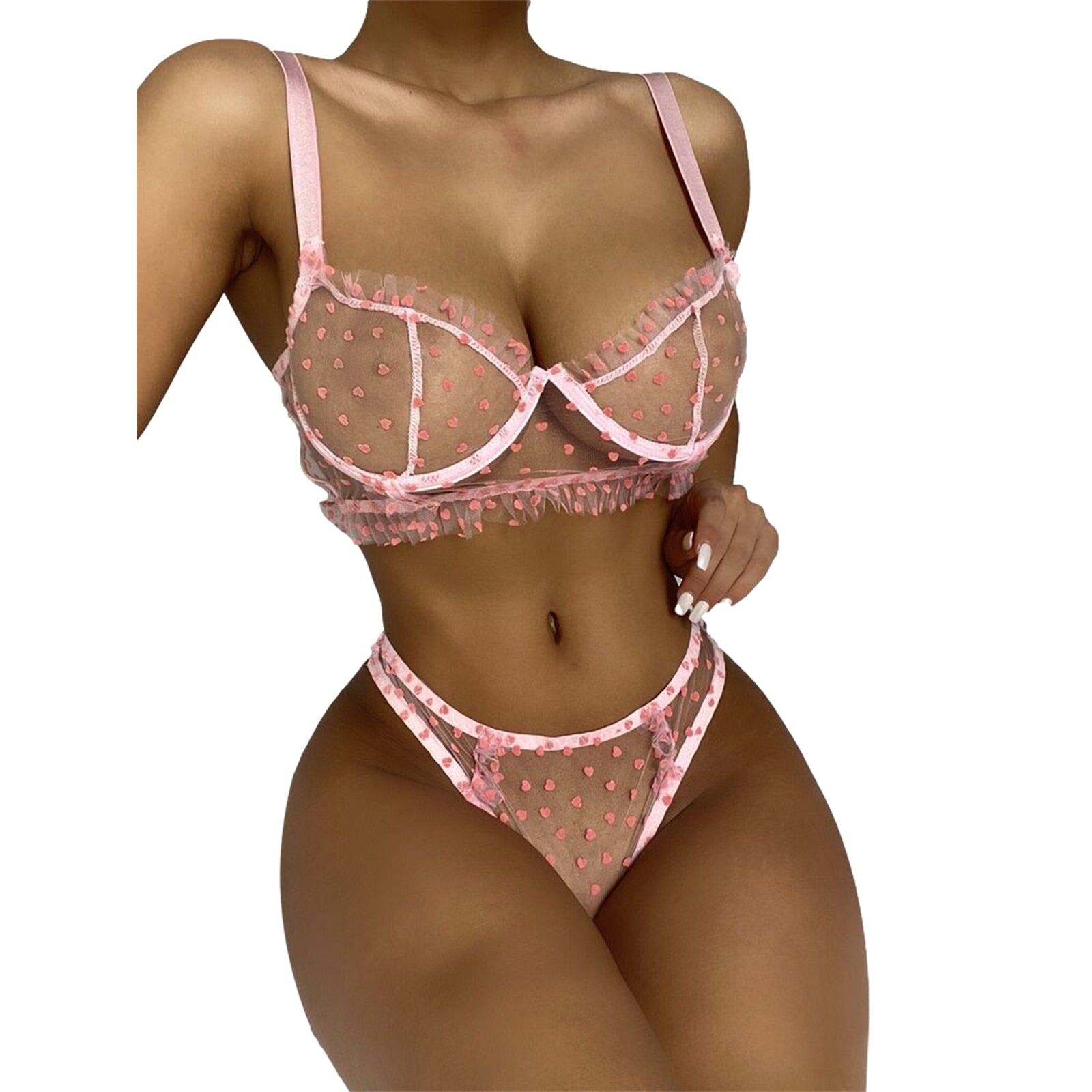 Women Lingerie Mesh Perspective Lace with Seamless Bra - WanderMart Co.