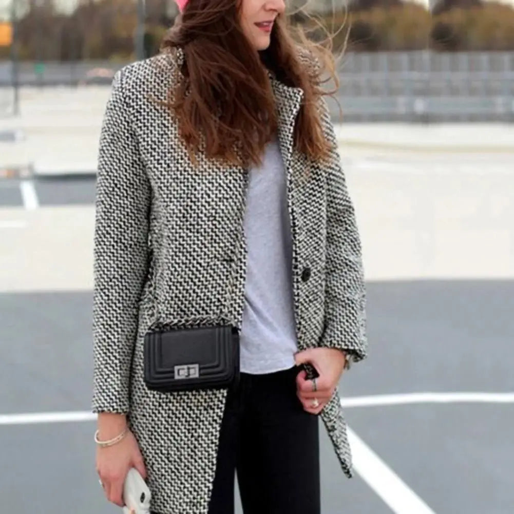 WOLF Houndstooth Wool Coat - WanderMart Co.