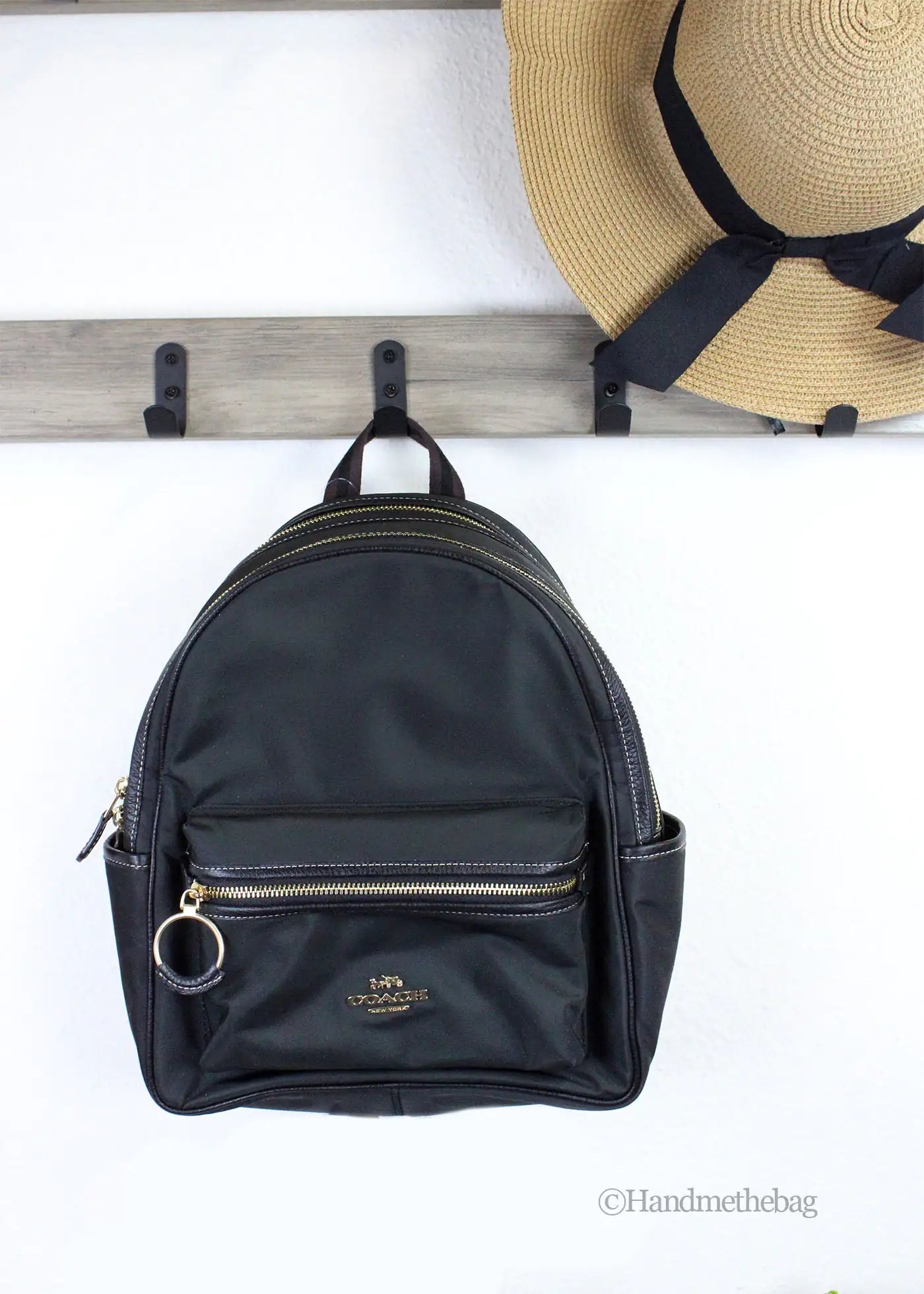 Coach (CA210) Ellis Medium Nylon Black Shoulder Backpack Bag - WanderMart Co.