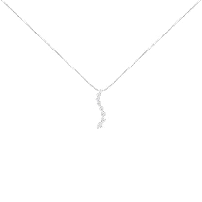 AGS Certified 14k White Gold 3.0 Cttw Baguette and Brilliant Round-Cut Diamond Journey 18" Pendant Necklace (K-L Color, I1-I2 Clarity) - WanderMart Co.