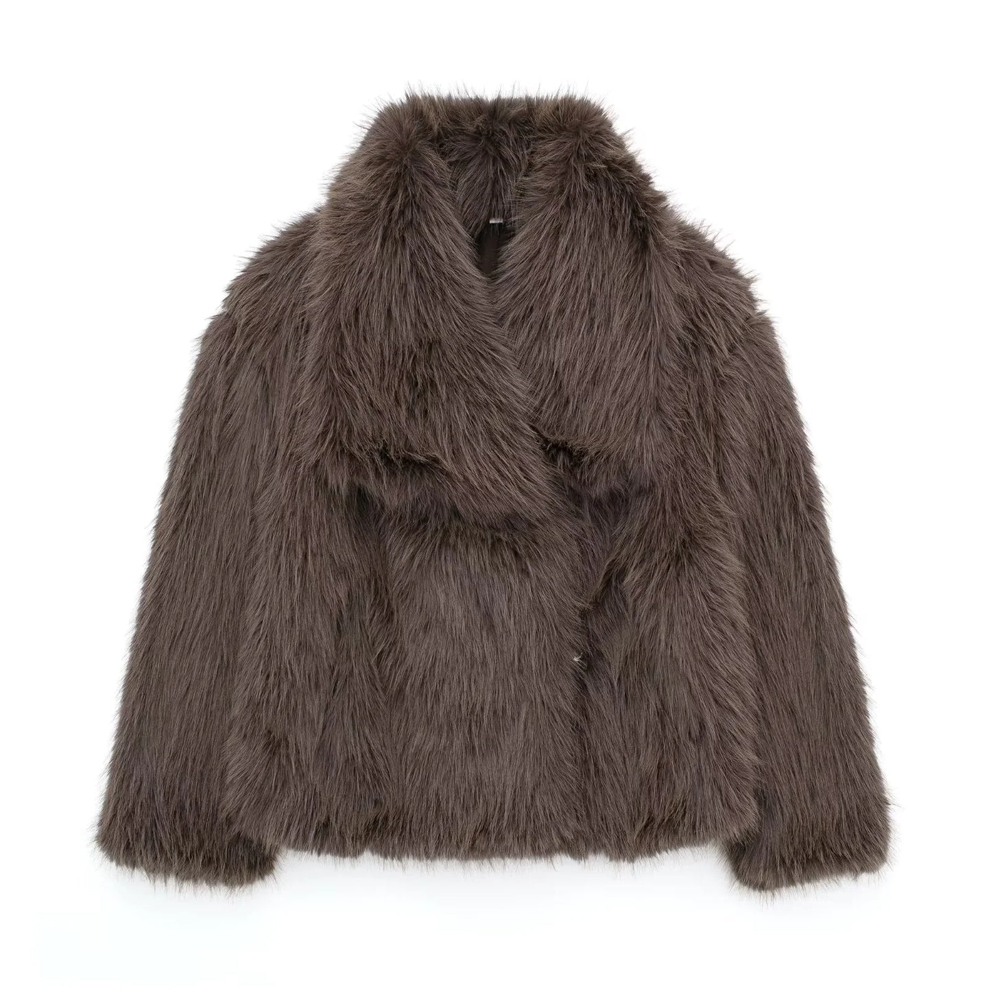 Women's Faux Fox Fur Coat: Luxe Furry Jacket for Autumn and Winter - WanderMart Co.