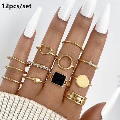 Gold Geometric Ring Set - WanderMart Co.