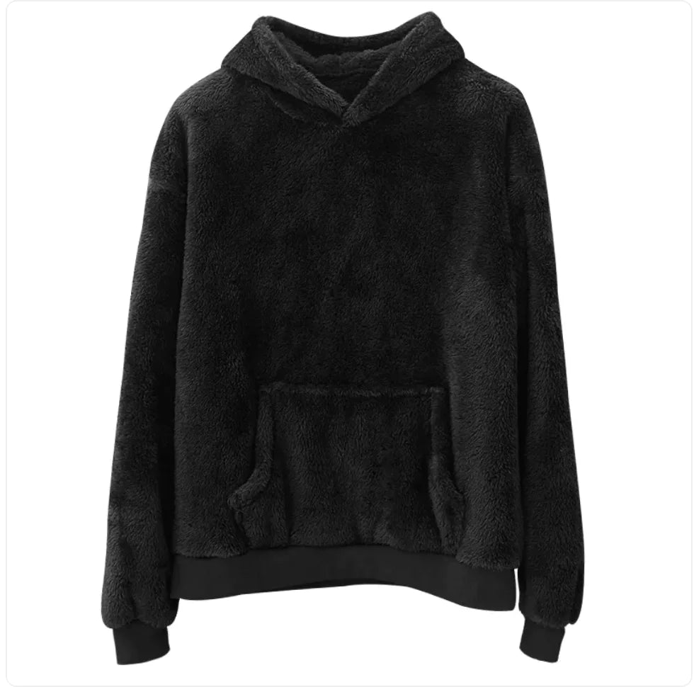 Men's Velvet Hooded Sweatshirt - Plush & Reversible with Pockets - WanderMart Co.