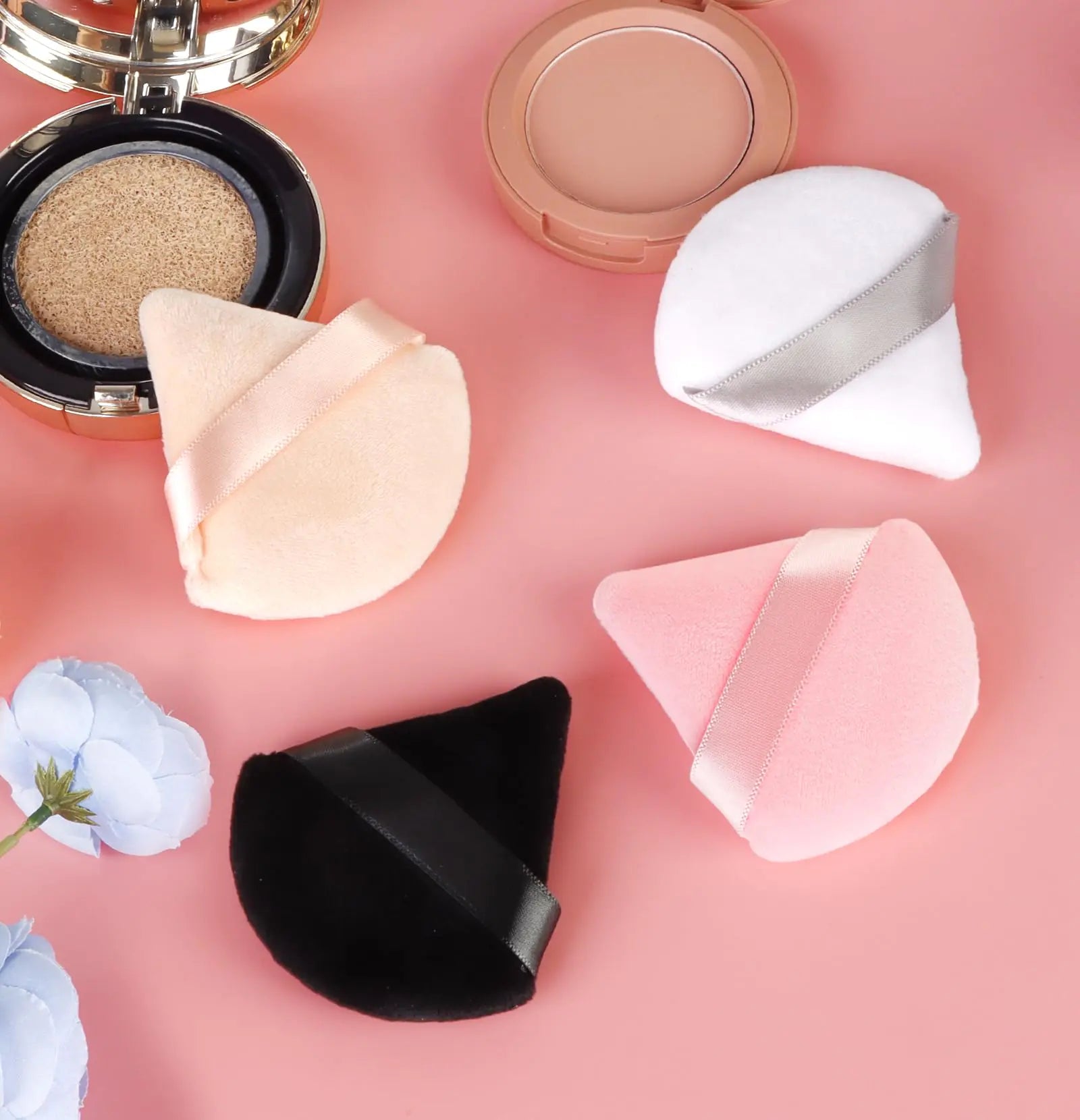 8 Pieces Triangle Powder Puff Face Soft Triangle Makeup Puff Velour Cosmetic Foundation Blender Sponge Beauty Makeup Tools Pink, Nude 8 Count (Pack of 1) - WanderMart Co.