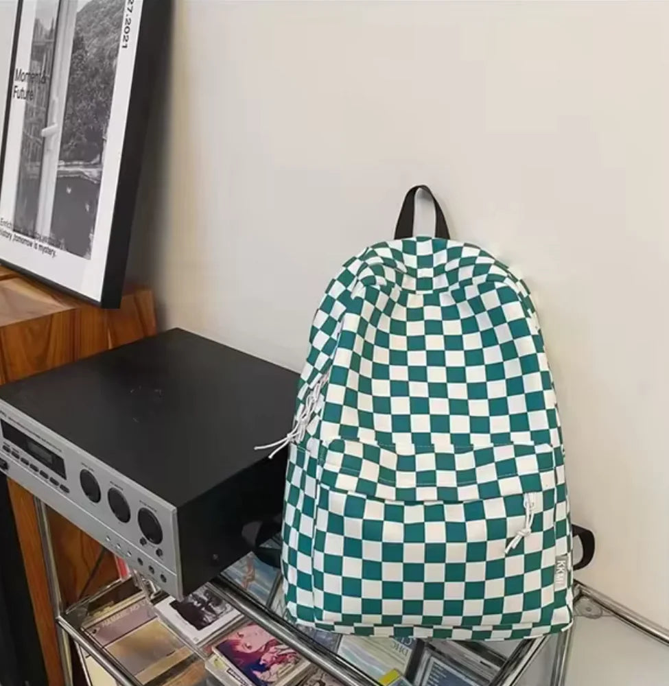 Checkered Colour School Backpack for Boys and Girls - Stylish Japanese Junior High School Bag - WanderMart Co.