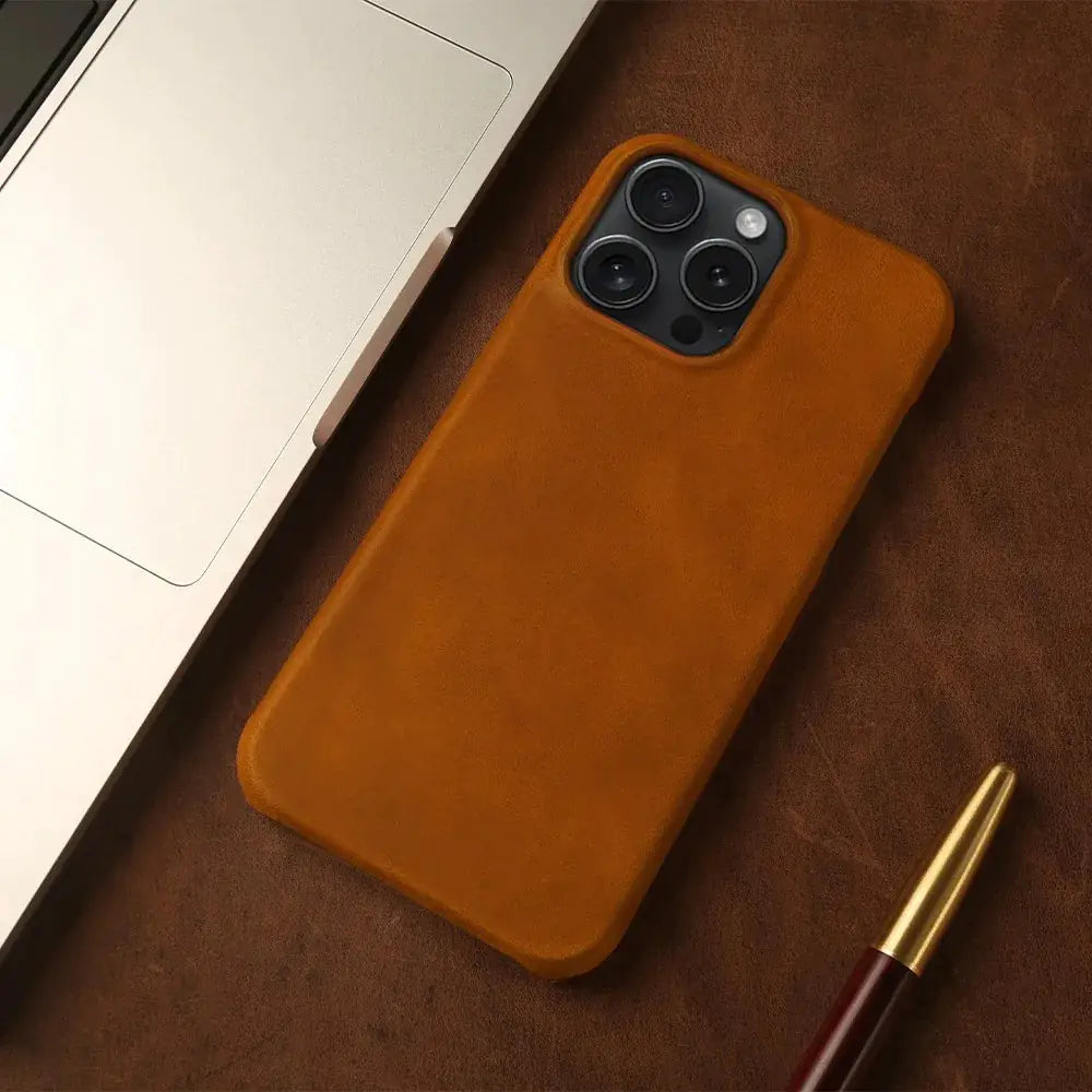 Genuine Leather iPhone Case Vintage Aesthetic - WanderMart Co.