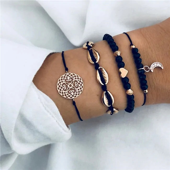 Bohemian Black Beads Chain Bracelets - WanderMart Co.