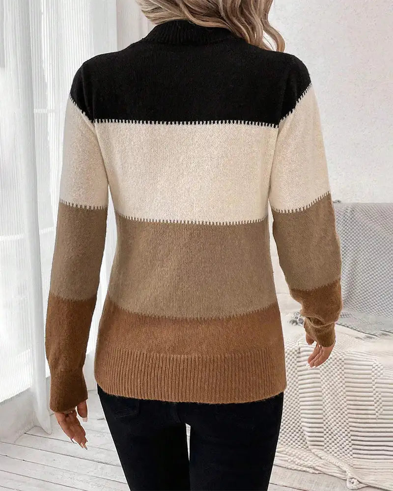 Women's Sweater With Half-high Collar - WanderMart Co.