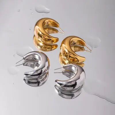 Gold-Plated Moon Crescent Earrings - WanderMart Co.