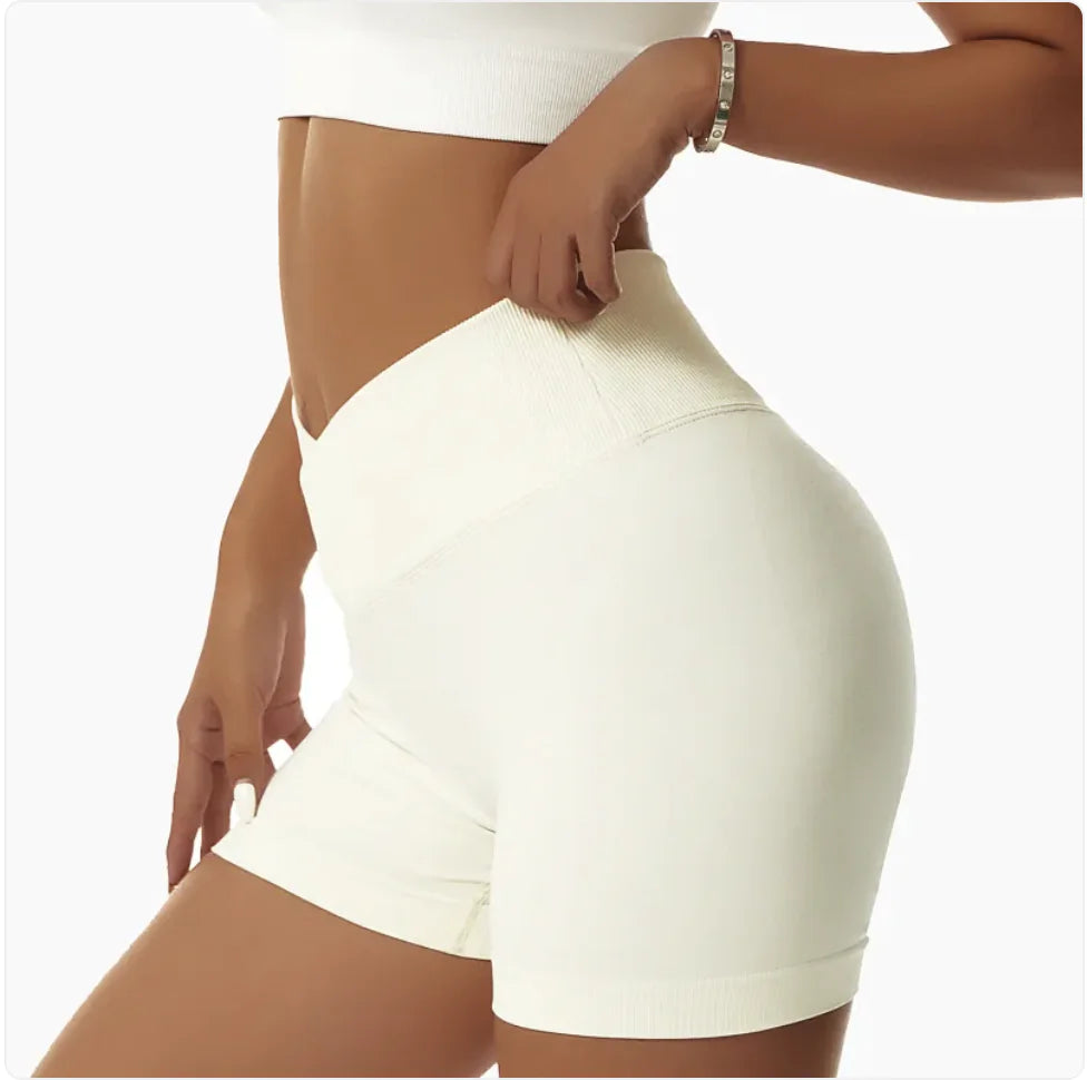 High-Waist Elastic Yoga Shorts with Peach-Lift Design - WanderMart Co.