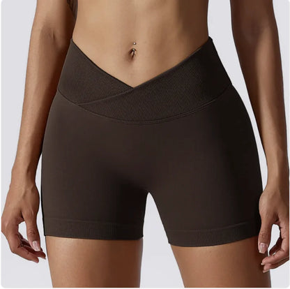 High-Waist Elastic Yoga Shorts with Peach-Lift Design - WanderMart Co.