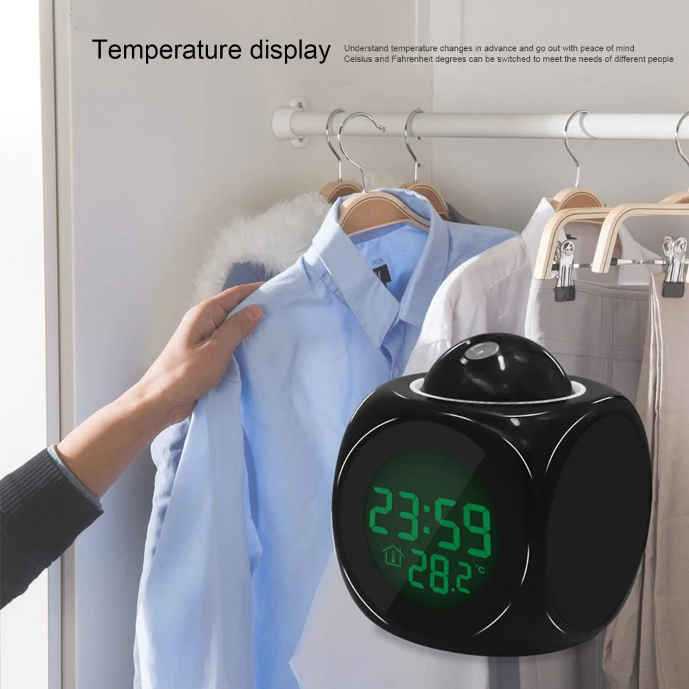 LED Projection Alarm Clock Digital LCD Display Voice Talking Weather Snooze USB - WanderMart Co.