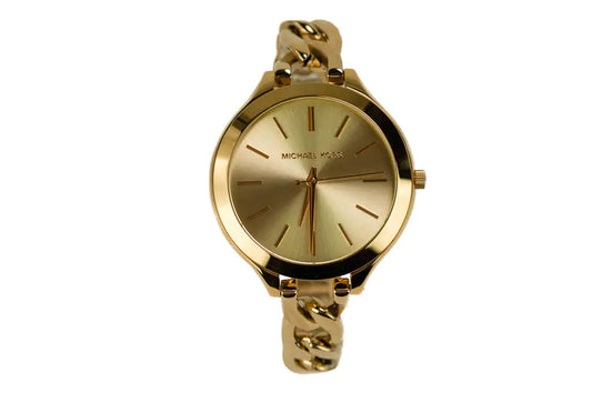 MIchael Kors (MK3222) Slim Runway Gold Toned Stainless Steel Chain Band Watch - WanderMart Co.