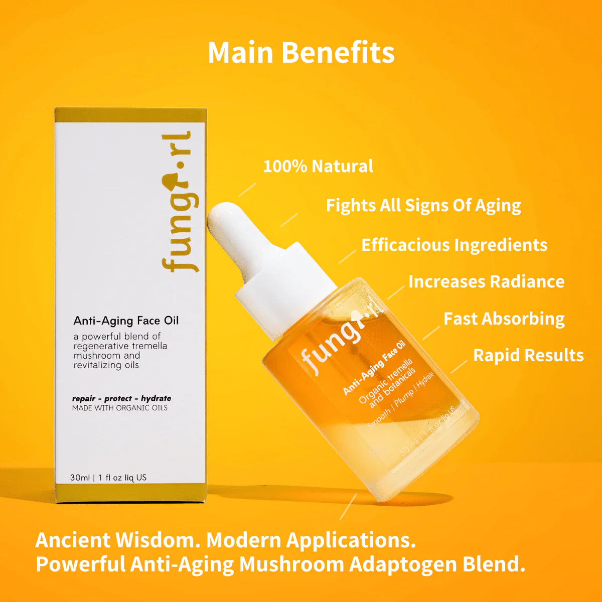 Anti-Aging Tremella & Reishi Mushroom Face Oil Serum - by Fungi Guru - WanderMart Co.