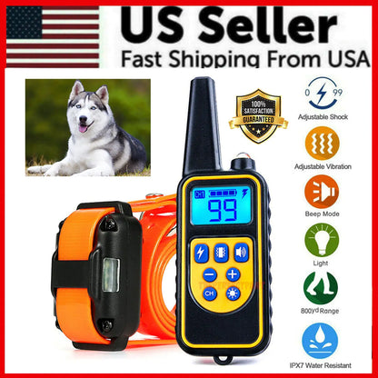 2700 FT Remote Dog Shock Training Collar Rechargeable Waterproof LCD Pet Trainer - WanderMart Co.