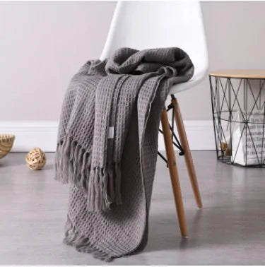 Plain Knitted Wool Blanket - WanderMart Co.