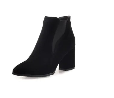 Korean Faux Suede Ankle Boots - WanderMart Co.