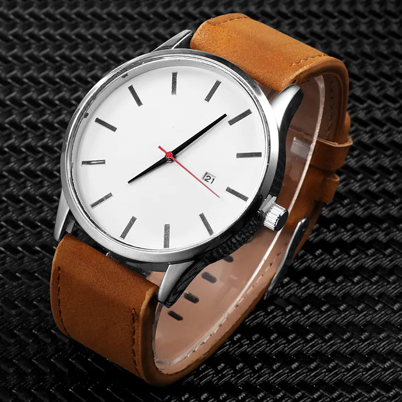 Leather Quartz Watch - WanderMart Co.