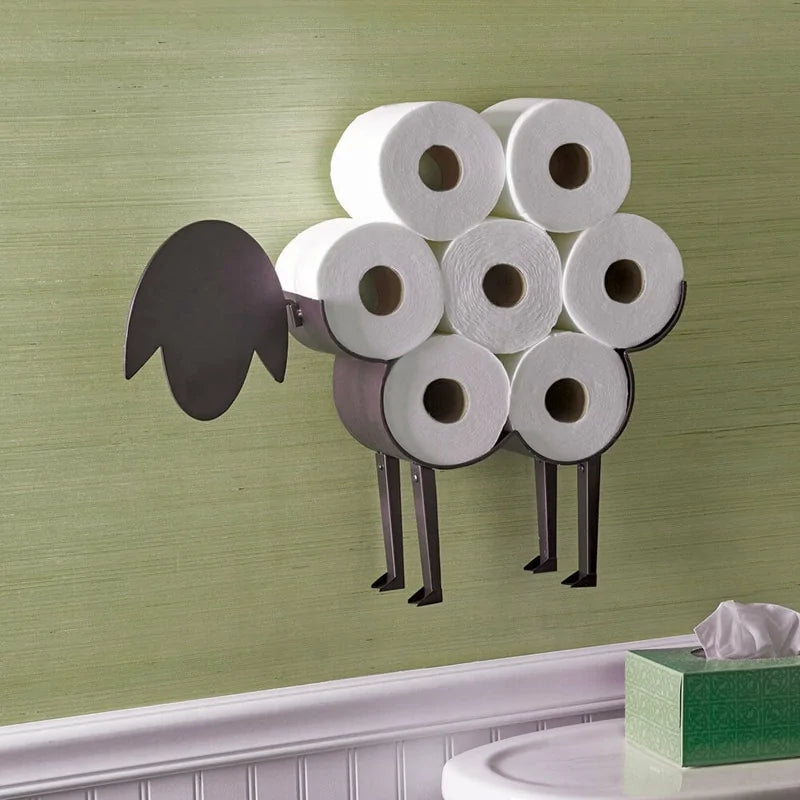 Sheep Decorative Toilet Paper Holder: Free-Standing Iron Bathroom Tissue Storage - WanderMart Co.