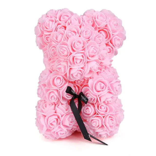 25cm Rose Teddy Bear From Flowers Bear With Flowers Red Rose Bear - WanderMart Co.