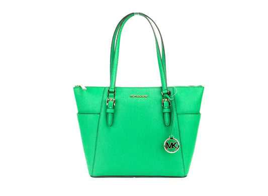 Michael Kors Charlotte Palmetto Green Large Top Zip Tote - WanderMart Co.