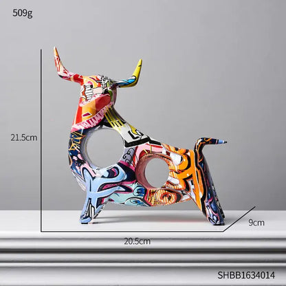 Modern Art Graffiti Cow Figurines - WanderMart Co.